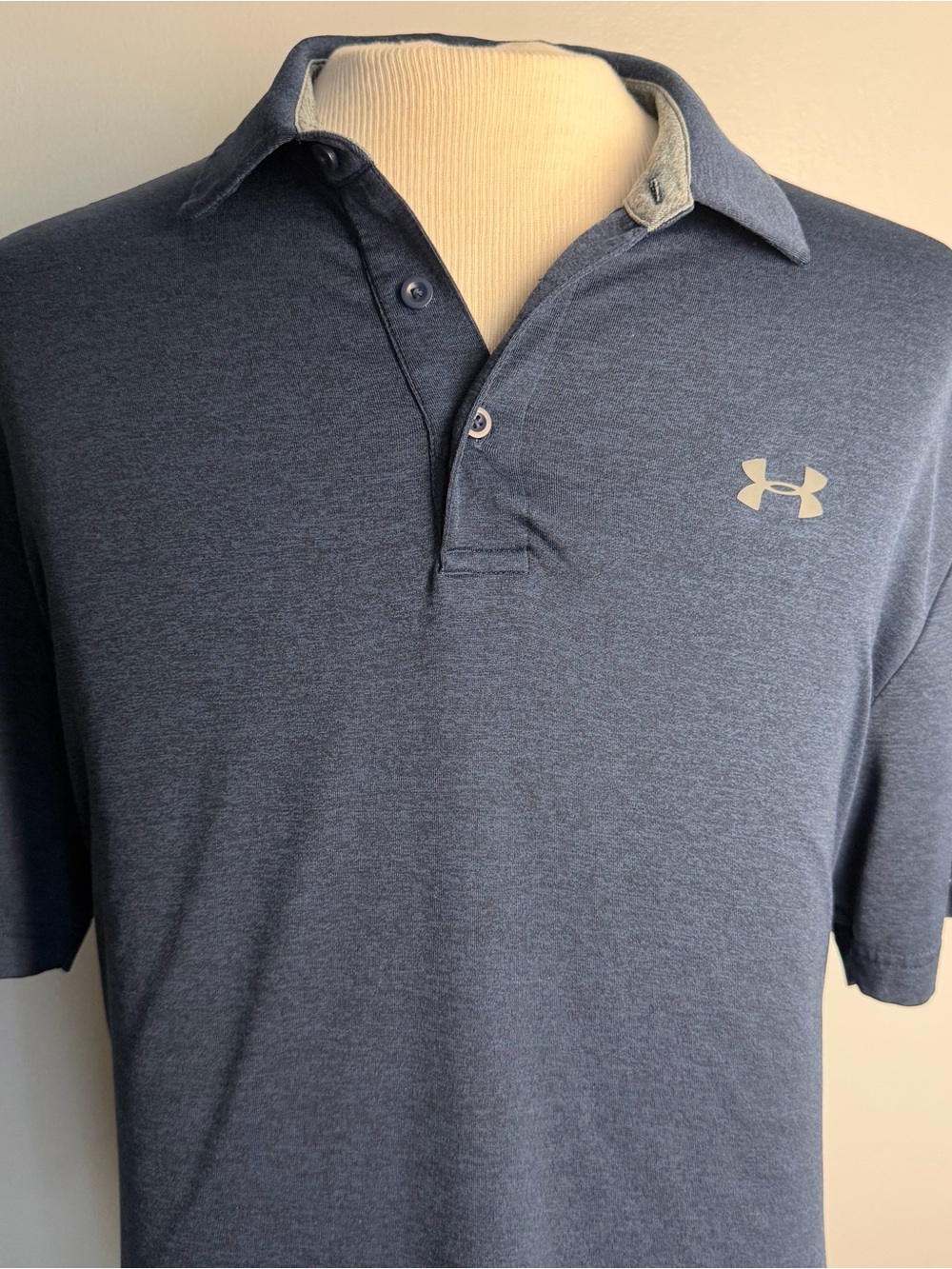 Jordan Men’s Navy Heather Polo Shirt with Silver Logo